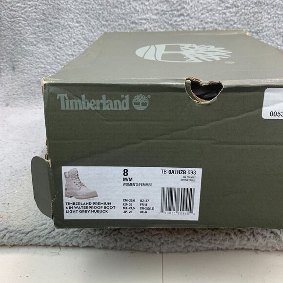Timberland Premium Womens Size 8 Boots Waterpoof Light Grey Nubuck NEW - Picture 9 of 9